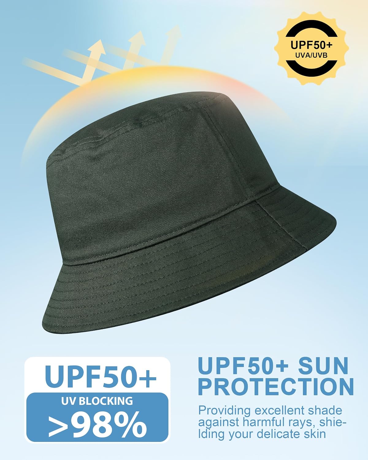 Sombrero pescador algodón unisex UPF 50 ligero plegable