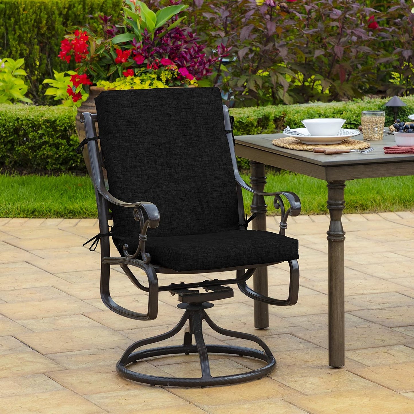 Cojín silla comedor al aire libre 20x20pulg resistente negro