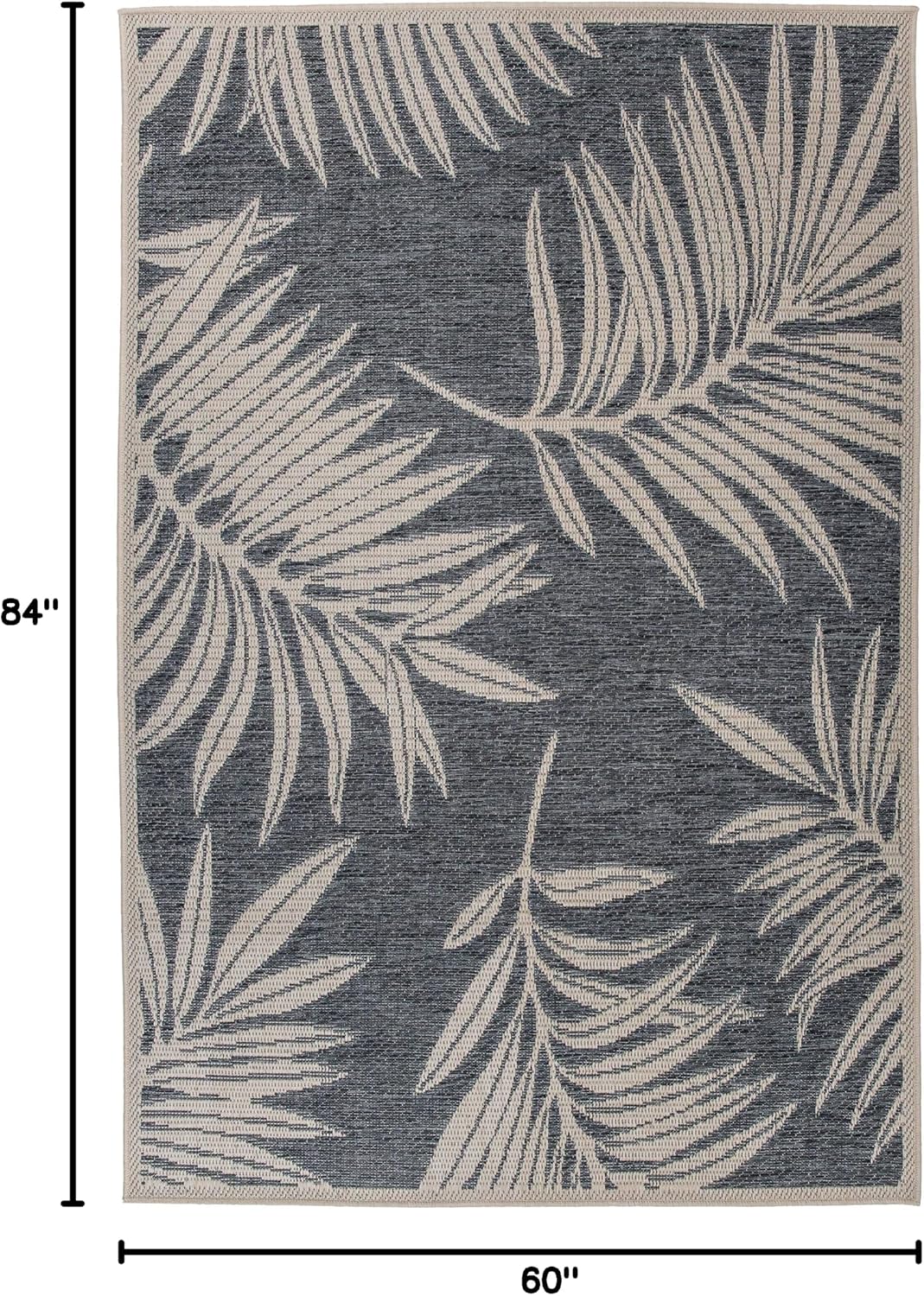 Alfombra área interior exterior diseño hoja azul 5x7ft