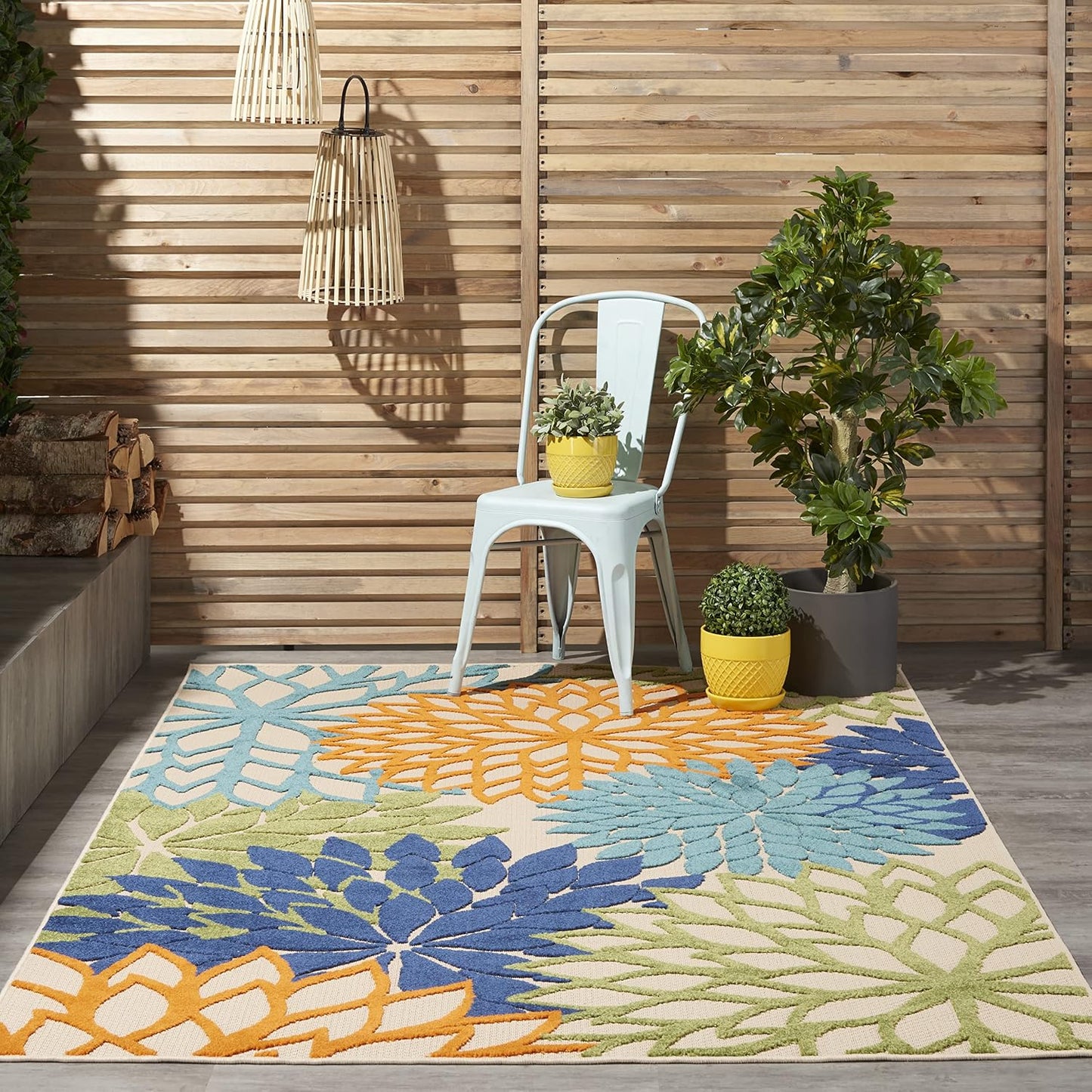 Tapete interior/exterior 3x5ft multicolor fácil limpieza