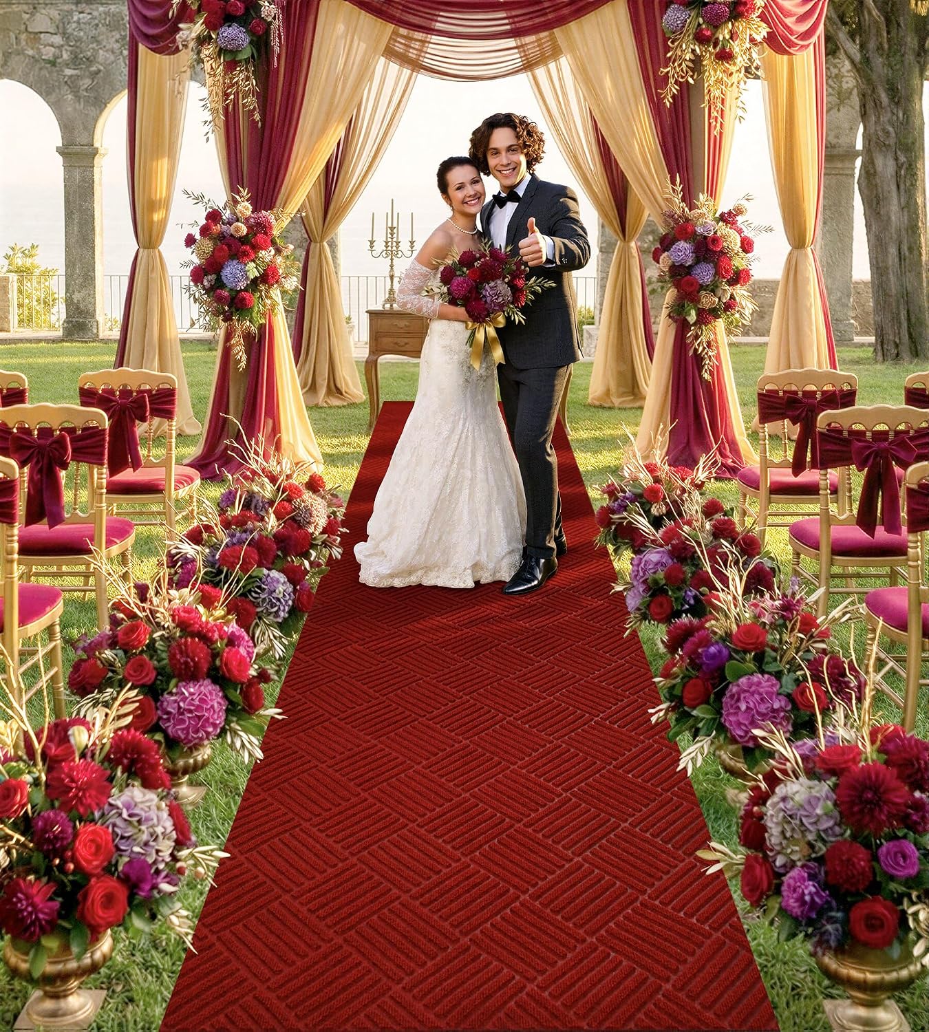 Alfombra roja pasillo 3ft11x9ft10 antiderrap