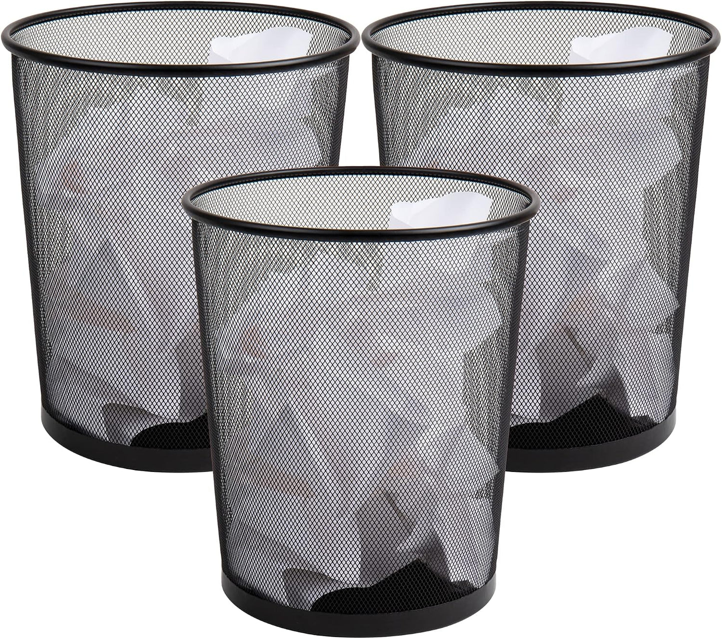 Papelera malla metálica redonda set 3 oficina