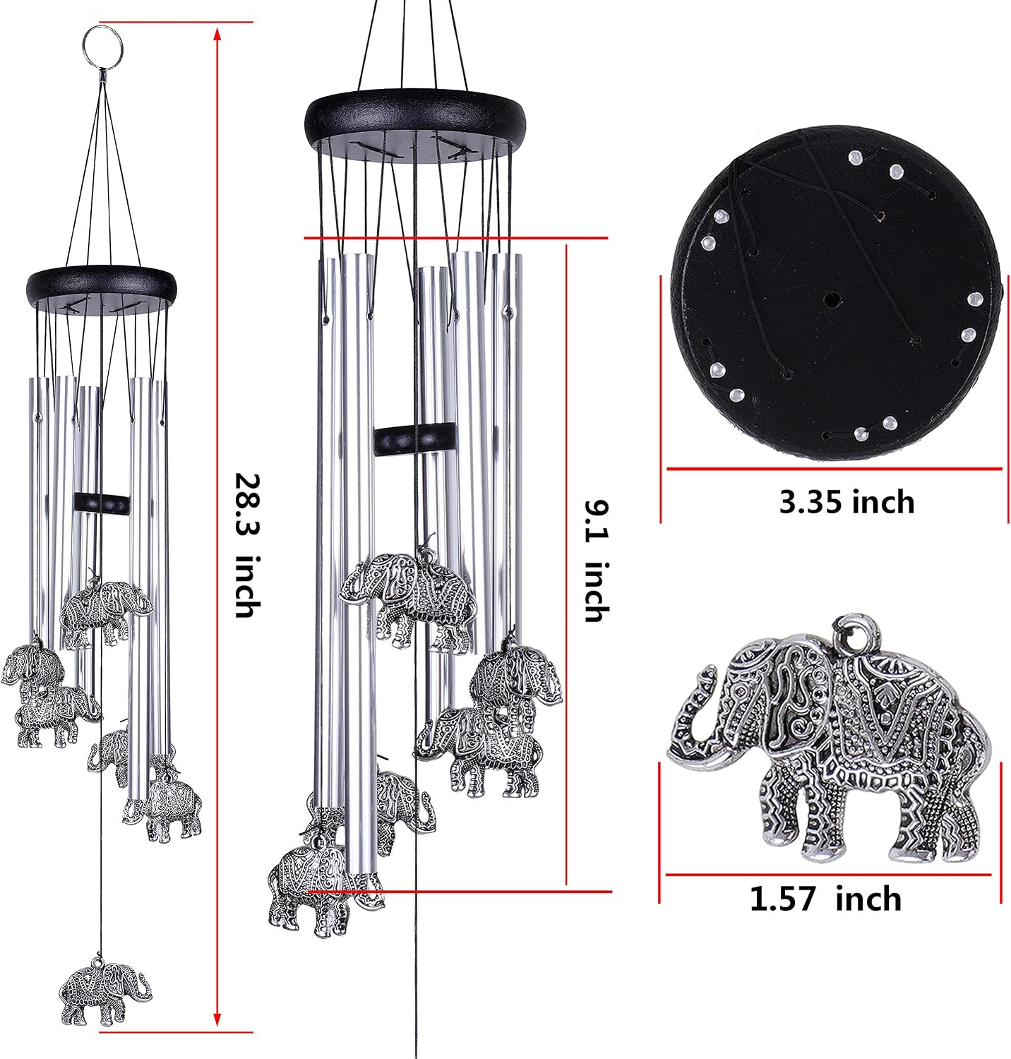 Campanillas de viento elefante 28" decoración hogar Navidad