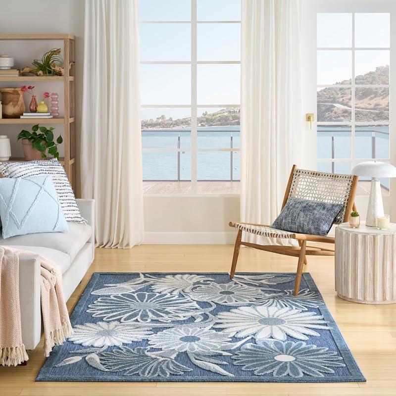 Alfombra azul 5x8ft dormitorio sala comedor cocina
