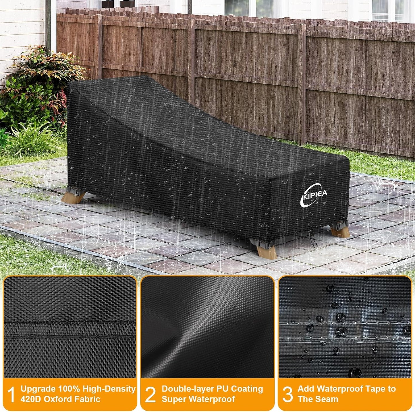 Fundas impermeables tumbona patio resistente UV 84x32x32pulg