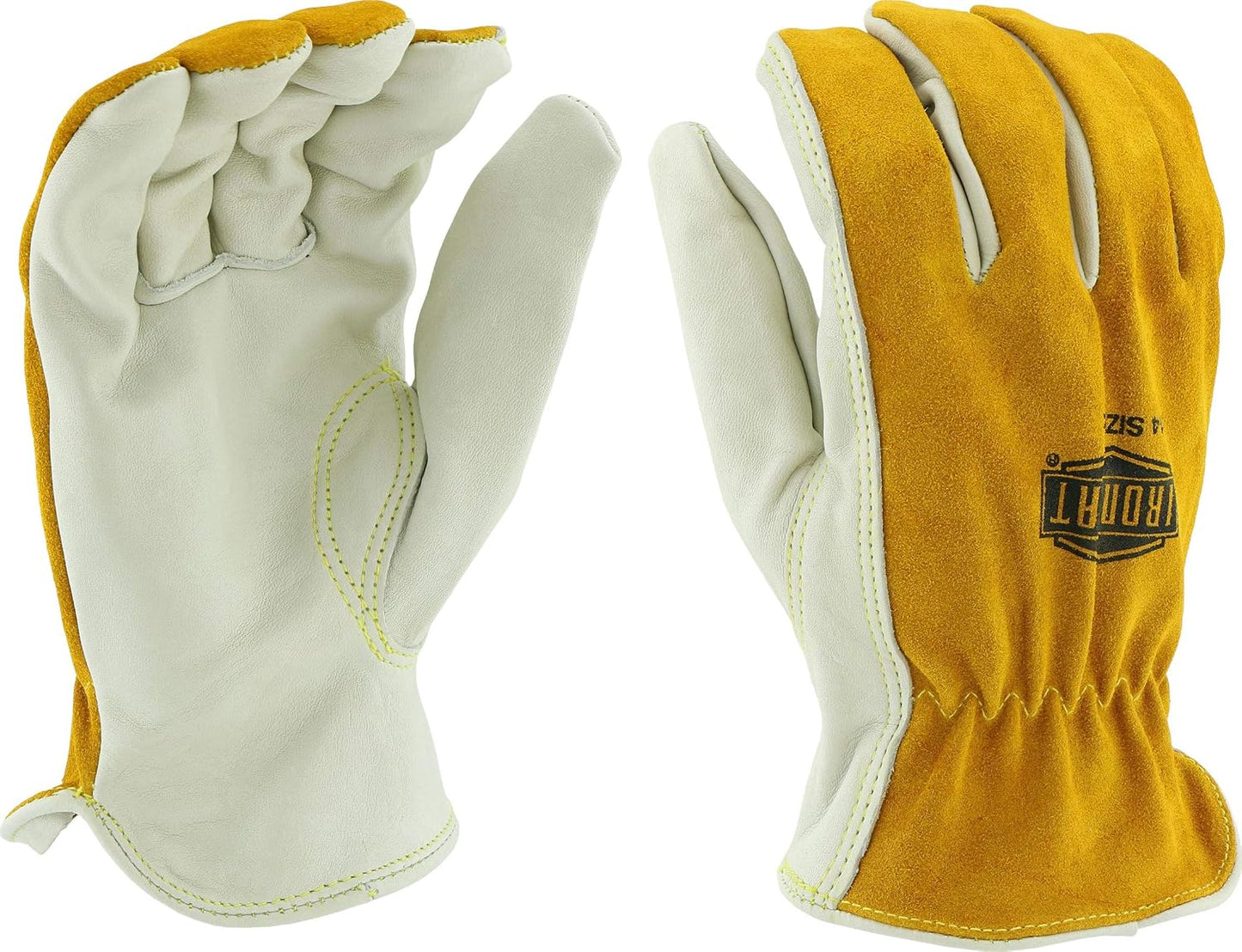 Guantes conductor cuero vacuno superior dedo keystone marrón/blanco
