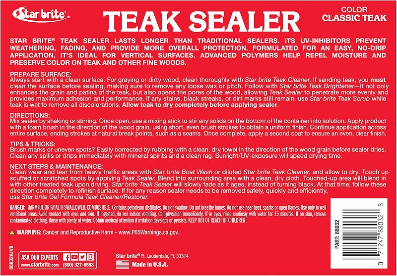 Sellador teca sin goteo protección duradera 32oz