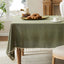 Mantel lino borlas verde oliva 52x52pulg resistente agua