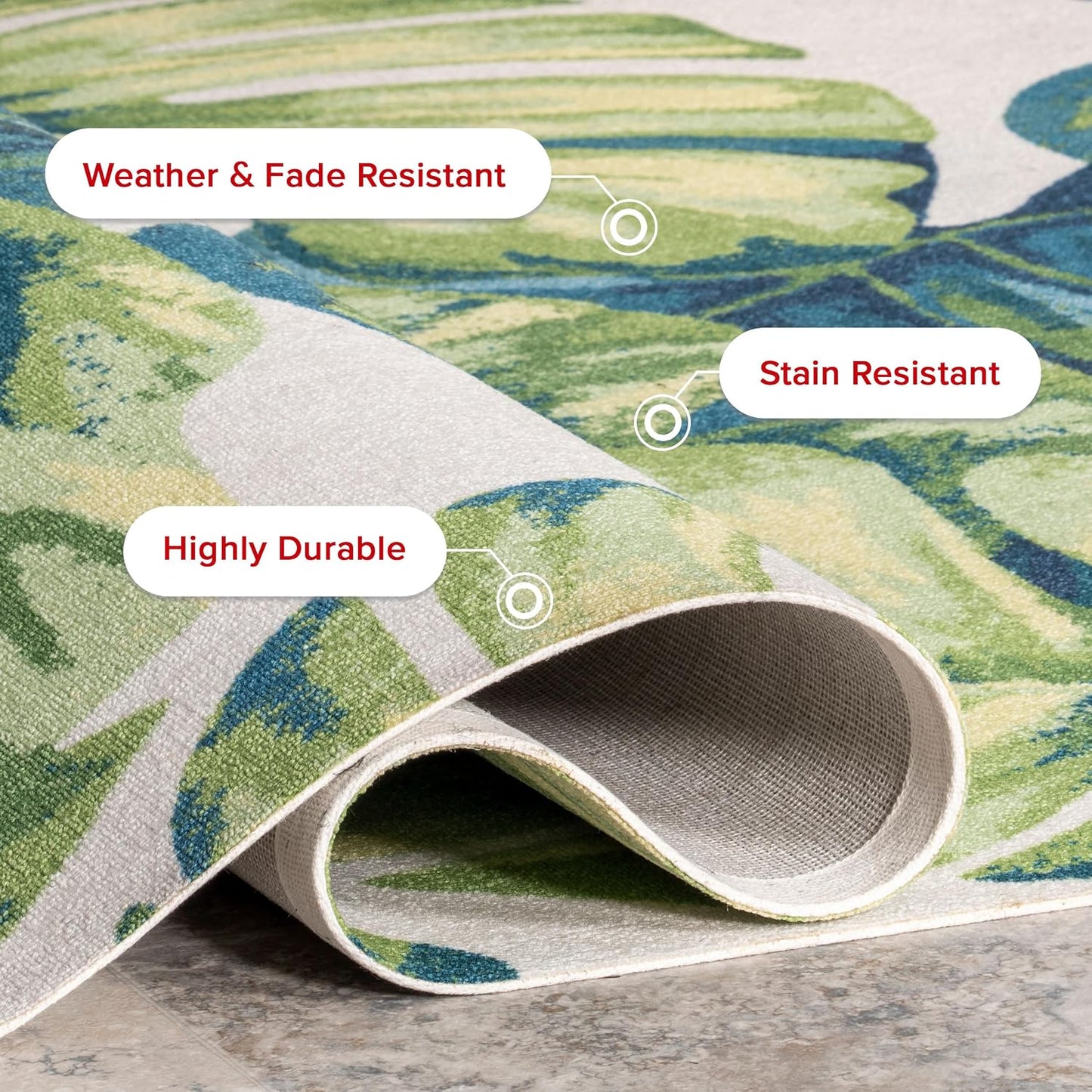 Alfombra Lisa con flores para interiores 4ft²