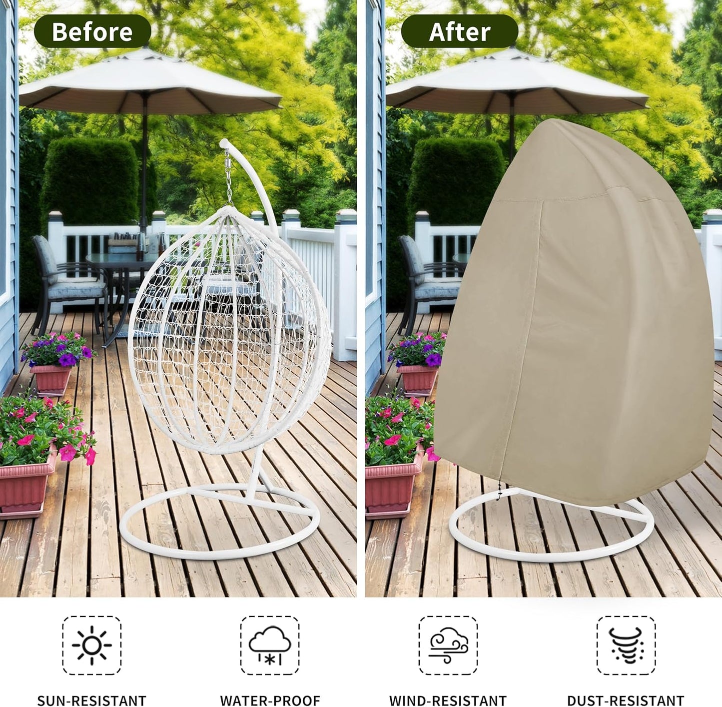 Funda silla colgante patio resistente UV impermeable