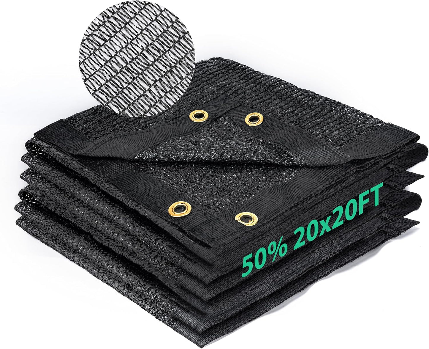 Tela sombra 50% 20x20ft malla HDPE jardín