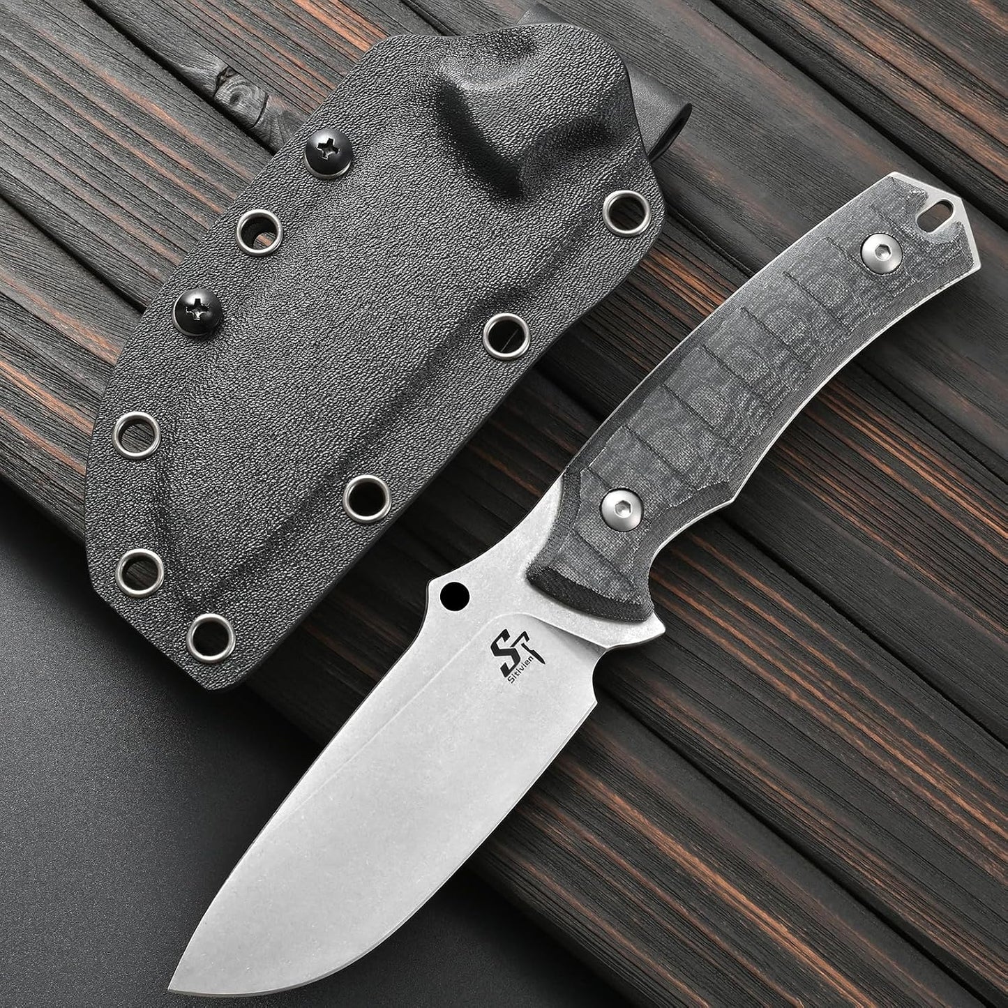 Cuchillo EDC AUS-8 Hoja Micarta Negro para Aventura