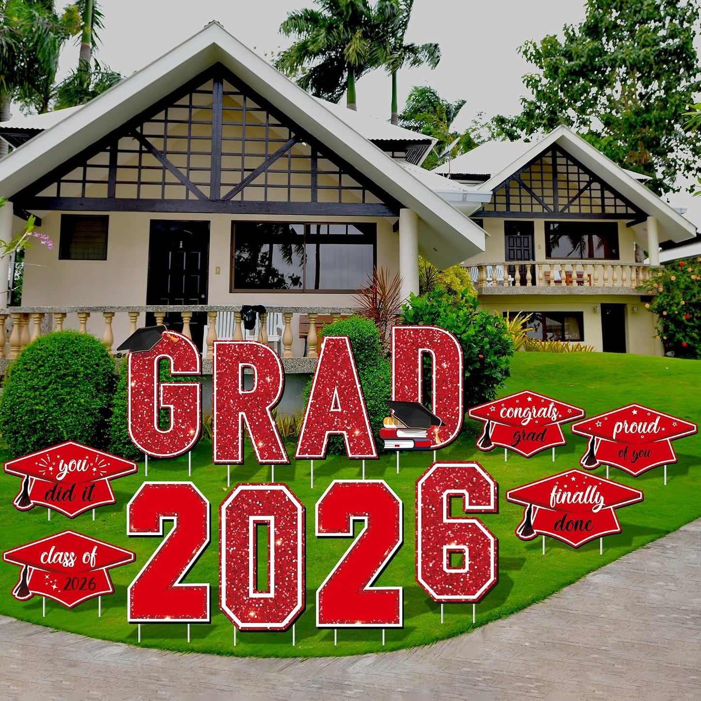 Letrero plástico impermeable patio 16" rojo