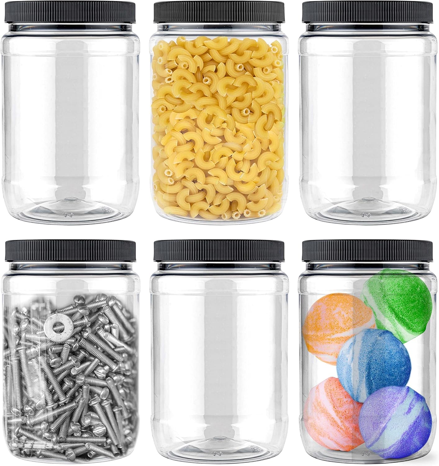 Tarros plástico sin BPA 32oz set 6 con tapas herméticas