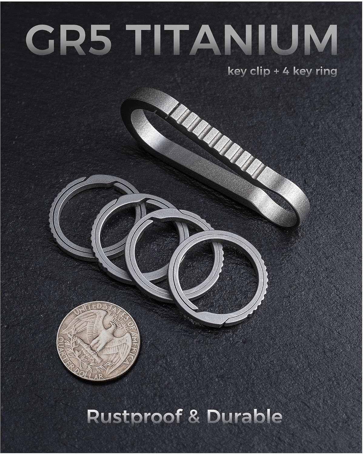 Cierre llave titanio con 4 anillos para llaves hombre