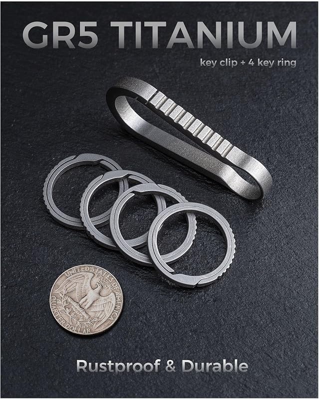 Cierre llave titanio con 4 anillos llave para casa y auto