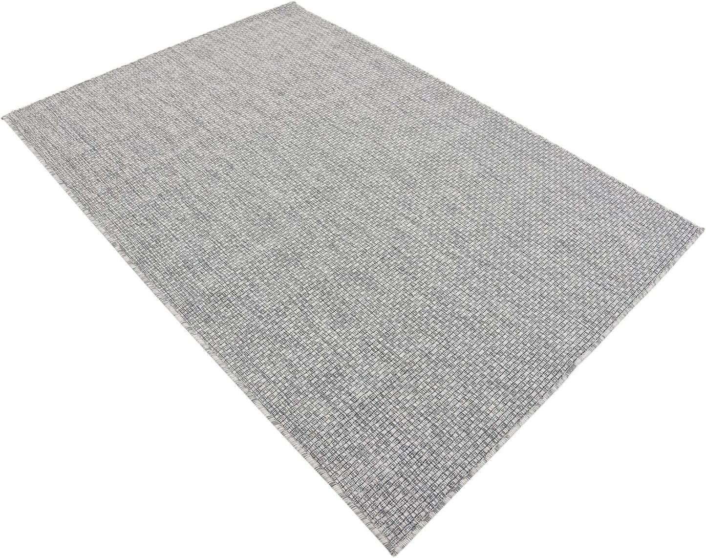 Alfombra área tejido plano gris claro marfil 4x6ft