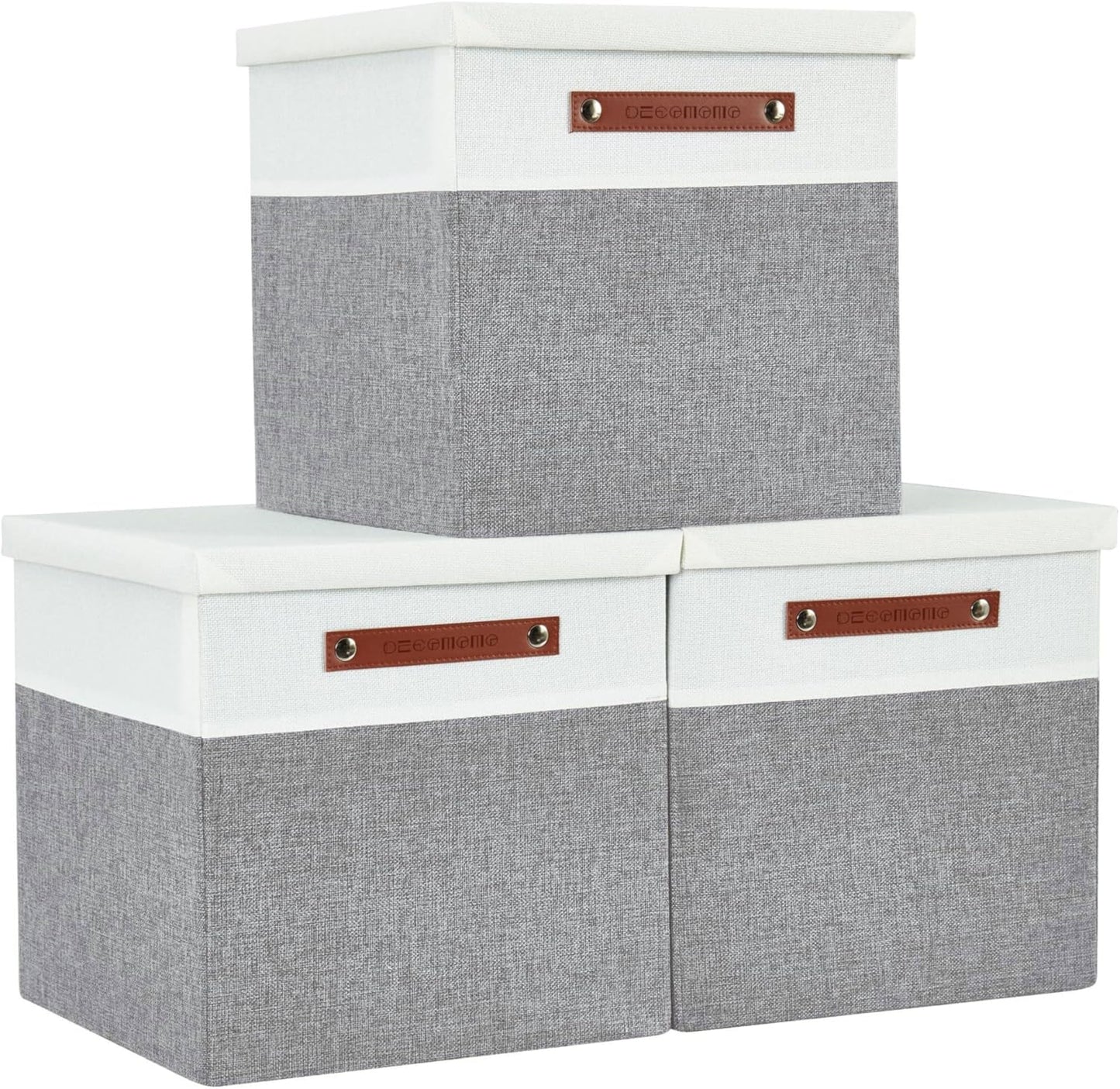 Cubos plegables tela catiónica 11x11" gris y blanco set 3