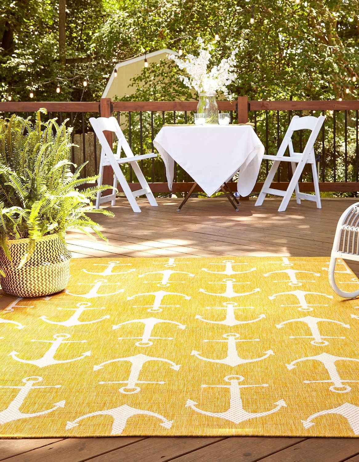 Alfombra rectangular estilo Ahoy 4x1ft x 6x1ft amarillo