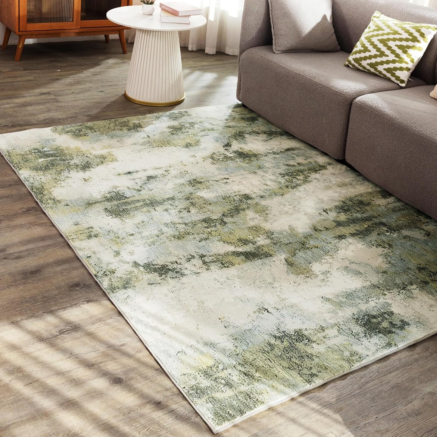 Alfombra sala 3x5pulg moderna abstracta verde