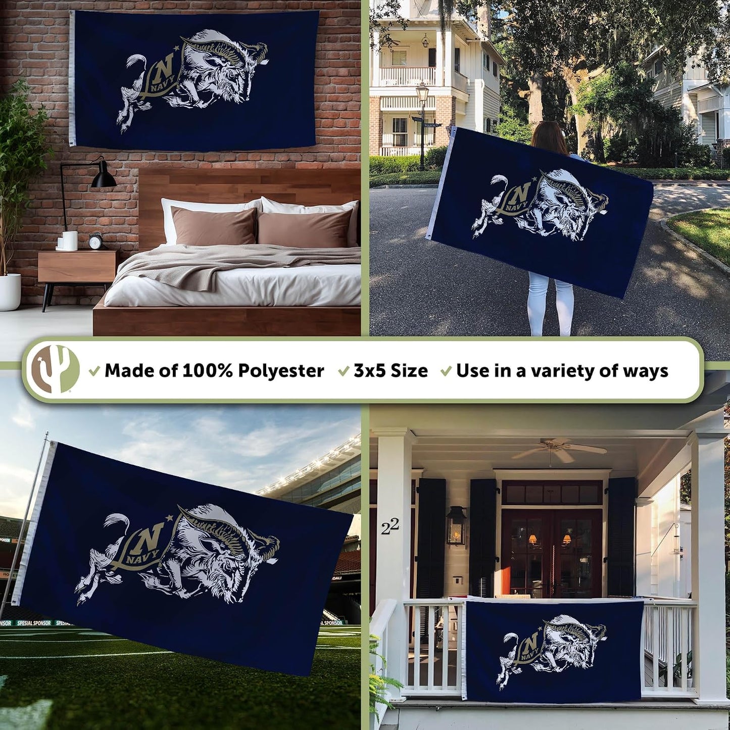 Bandera Academia Naval EE.UU. 3x5ft tela poliéster duradera