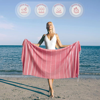 Toalla playa secado rápido 39x71pulg color coral