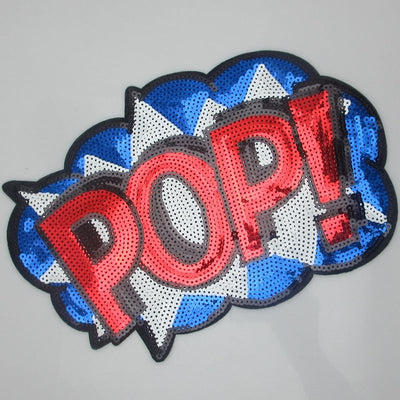 Parche bordado letras grandes con lentejuelas para ropa y hogar