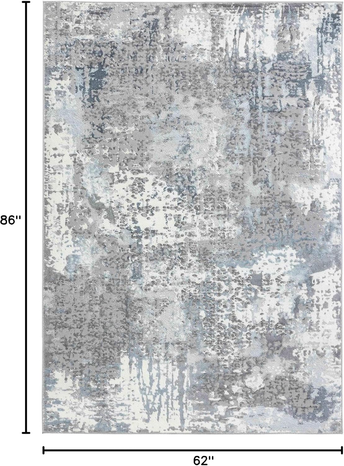 Alfombra abstracta contemporánea gris/azul 5'2"x7'2"