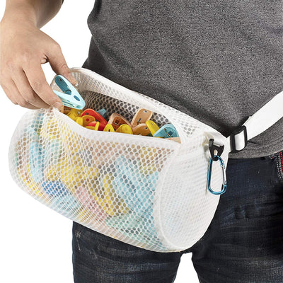 Bolsa malla cremallera panal para tendedero con ganchos