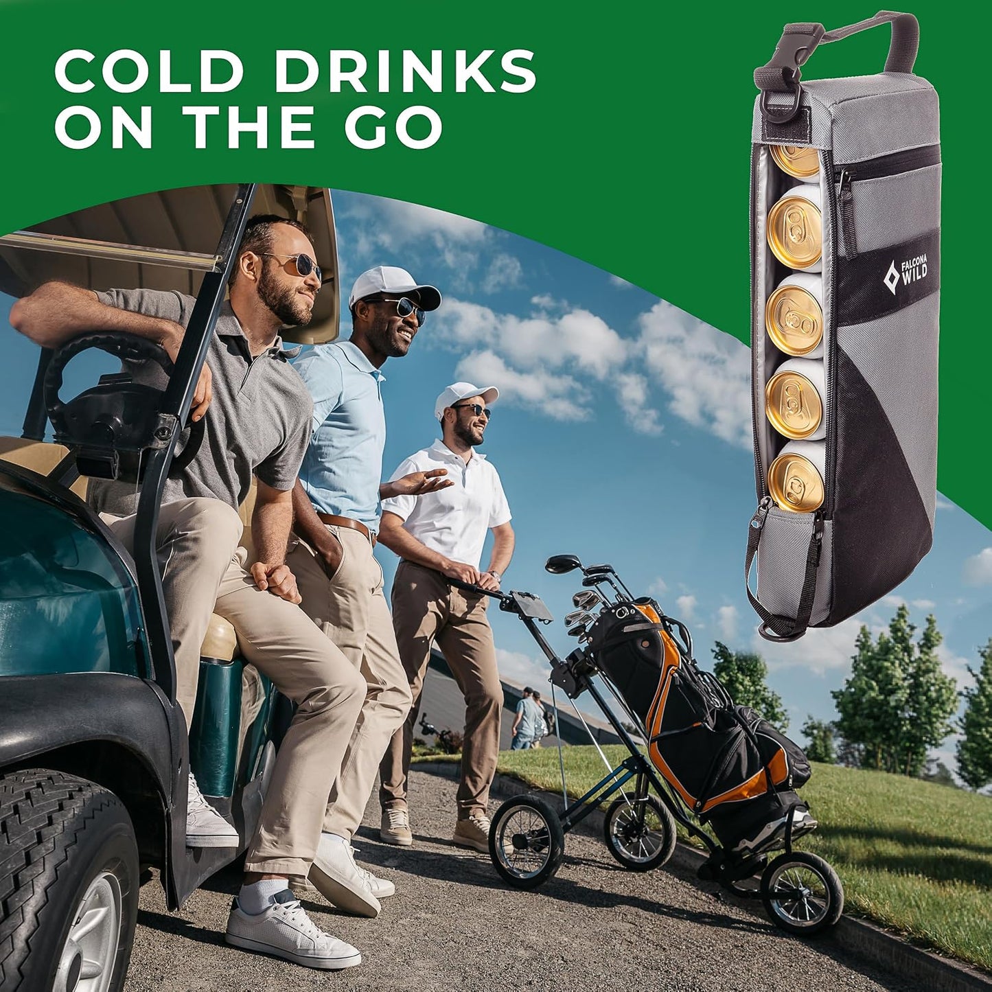 Bolsa enfriadora golf 6 latas con 2 pack hielo