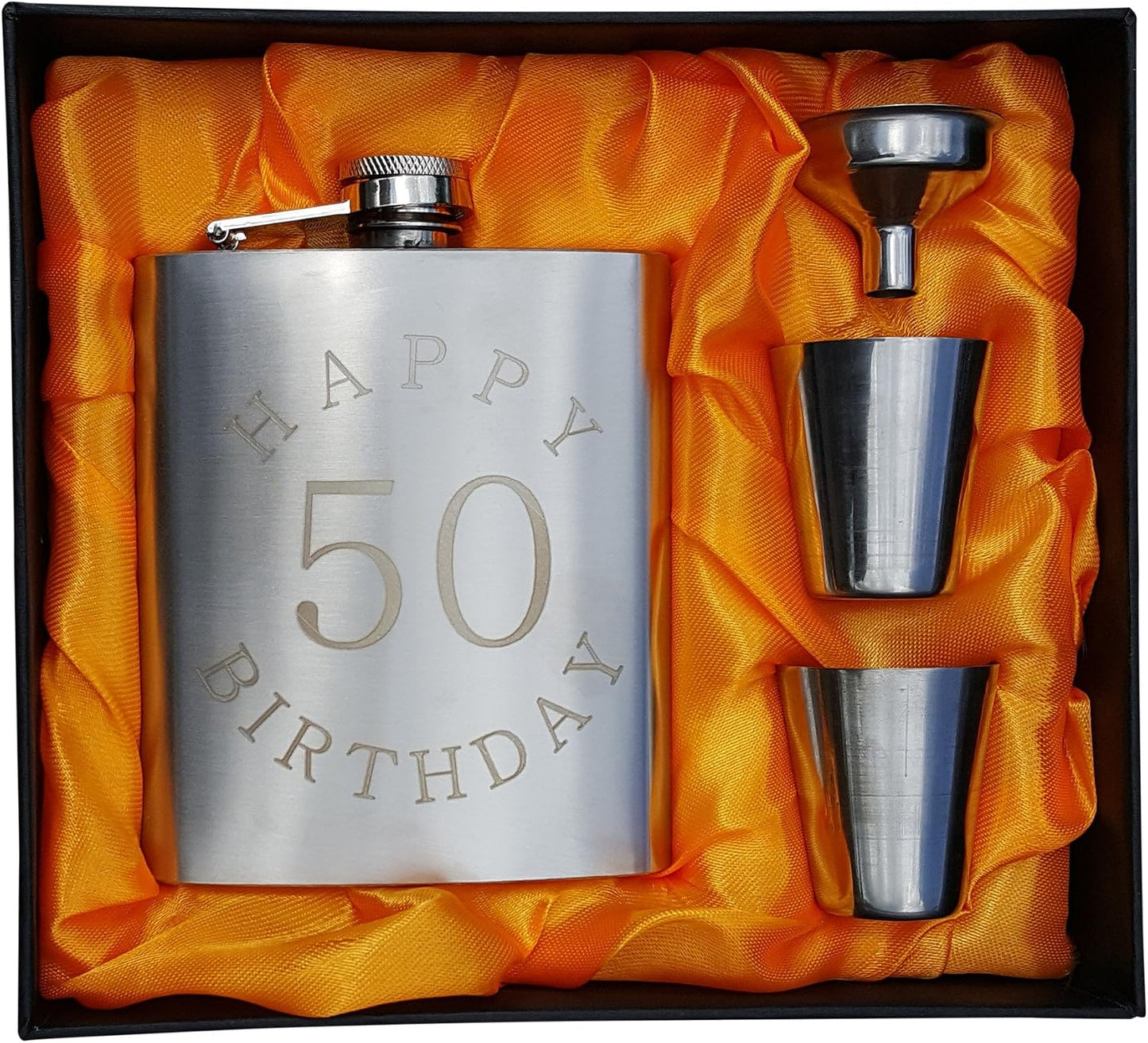 Set 50 cumpleaños frasco 7oz grabado feliz cumpleaños