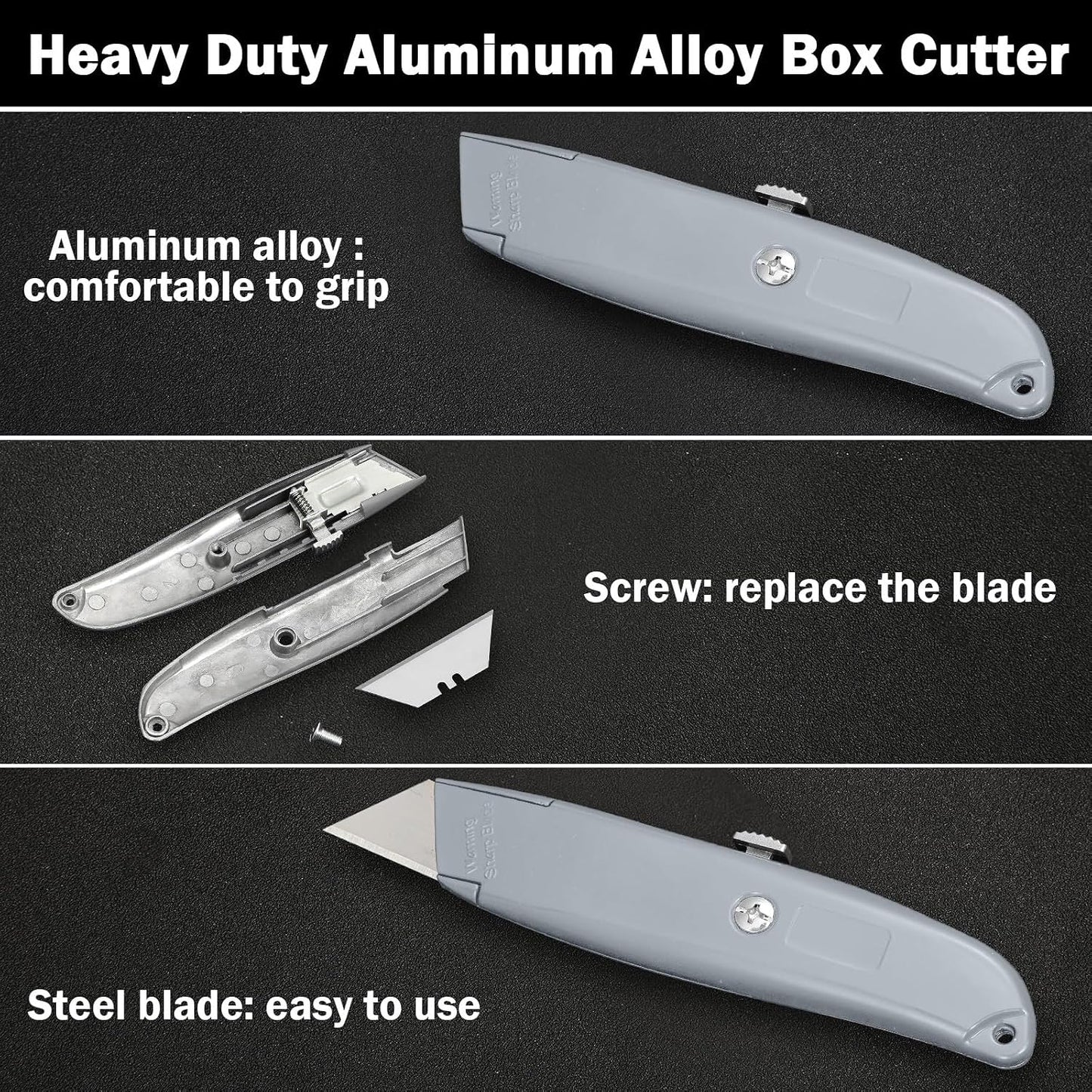 20 Pzas Cuchillo Retráctil Aluminio para Abre Caja Plata