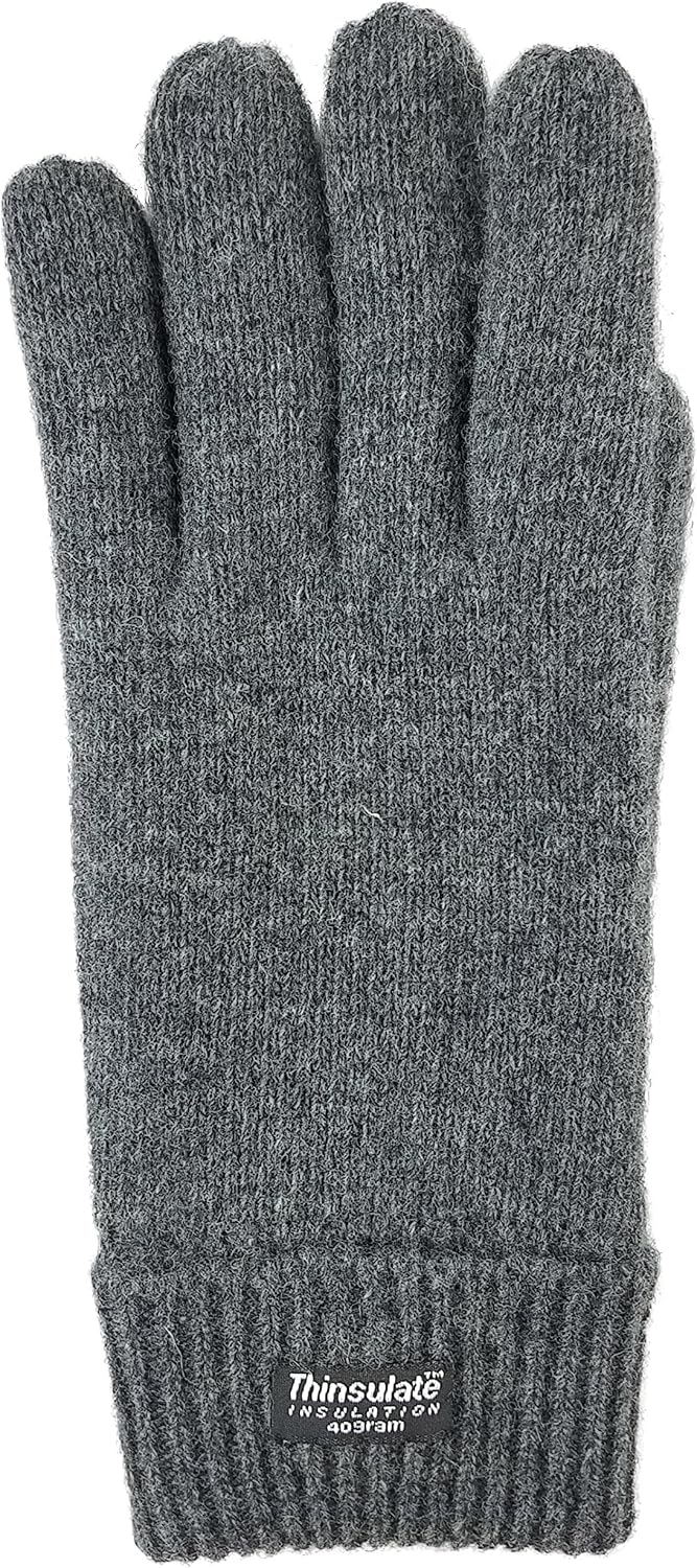 Guantes lana pura con forro polar cálido para hombre