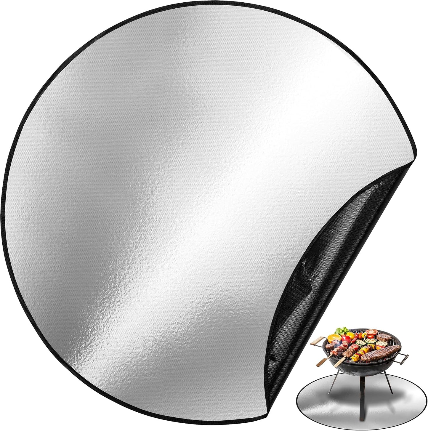 Tapete redondo hoguera 36pulg plateado ignífugo reutilizable