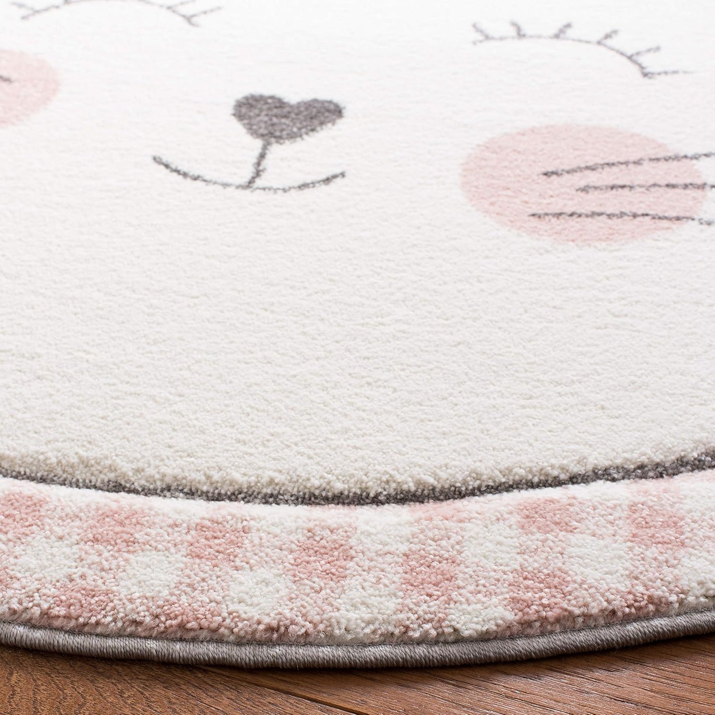 Alfombra redonda para cuarto de niños 4ft rosa y gris