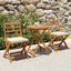 3 Pzas Sillas Plegables Acacia Mesa Patio Trasero Blanco