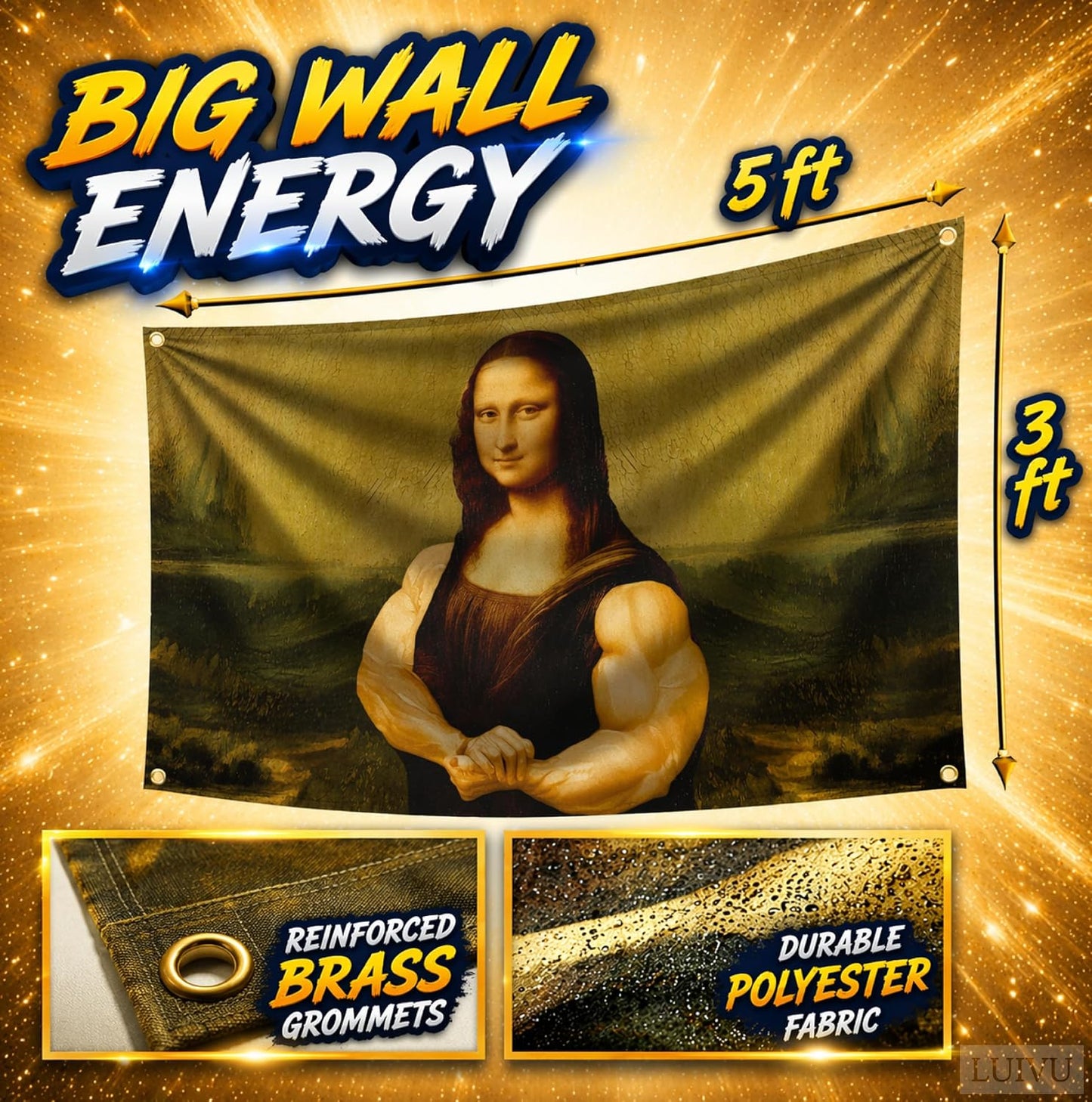 Bandera Mona Lisa 3x5ft poliéster dormitorio