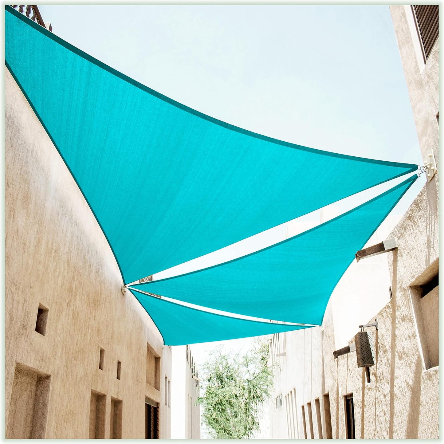 Toldo triangular malla UV UPF50 16x16x22.6 Turquesa