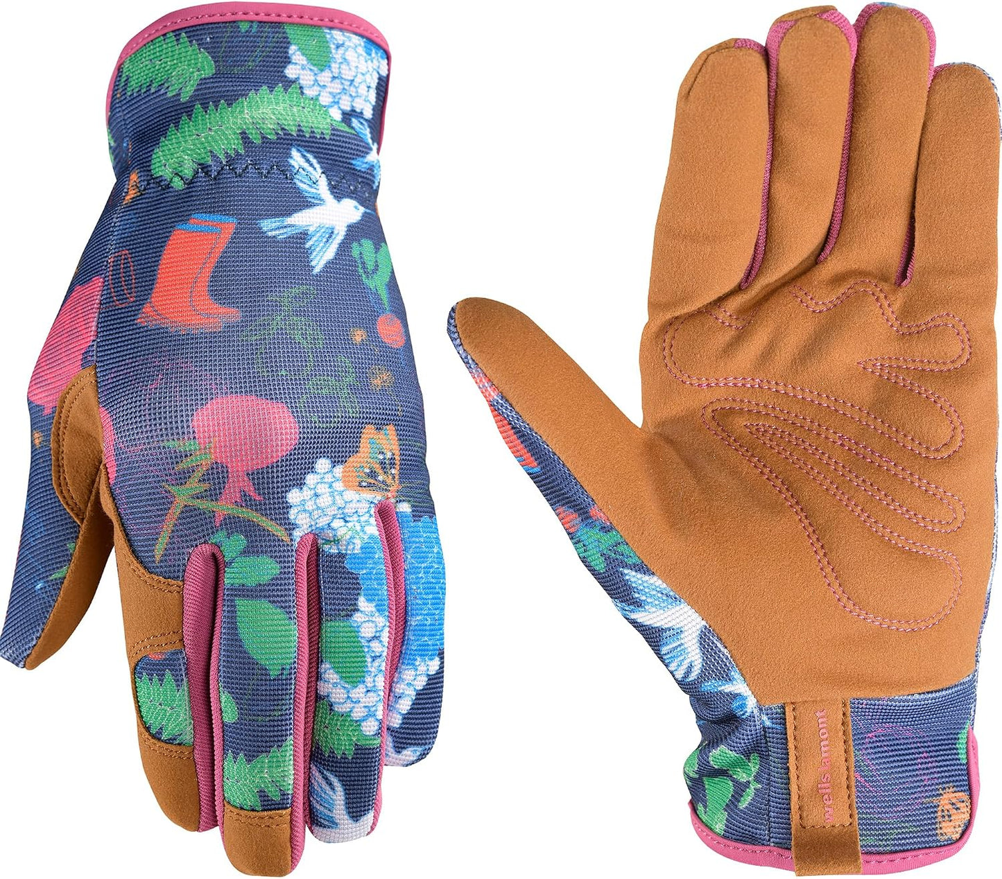 Guantes jardinería mujer estampado azul marino S