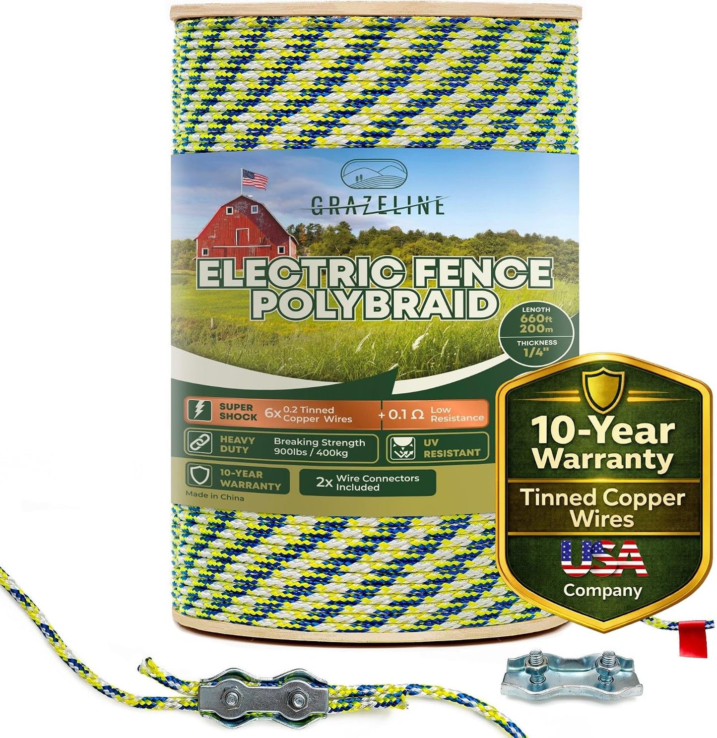 Valla eléctrica polietileno 660" 6 cables cobre estañado