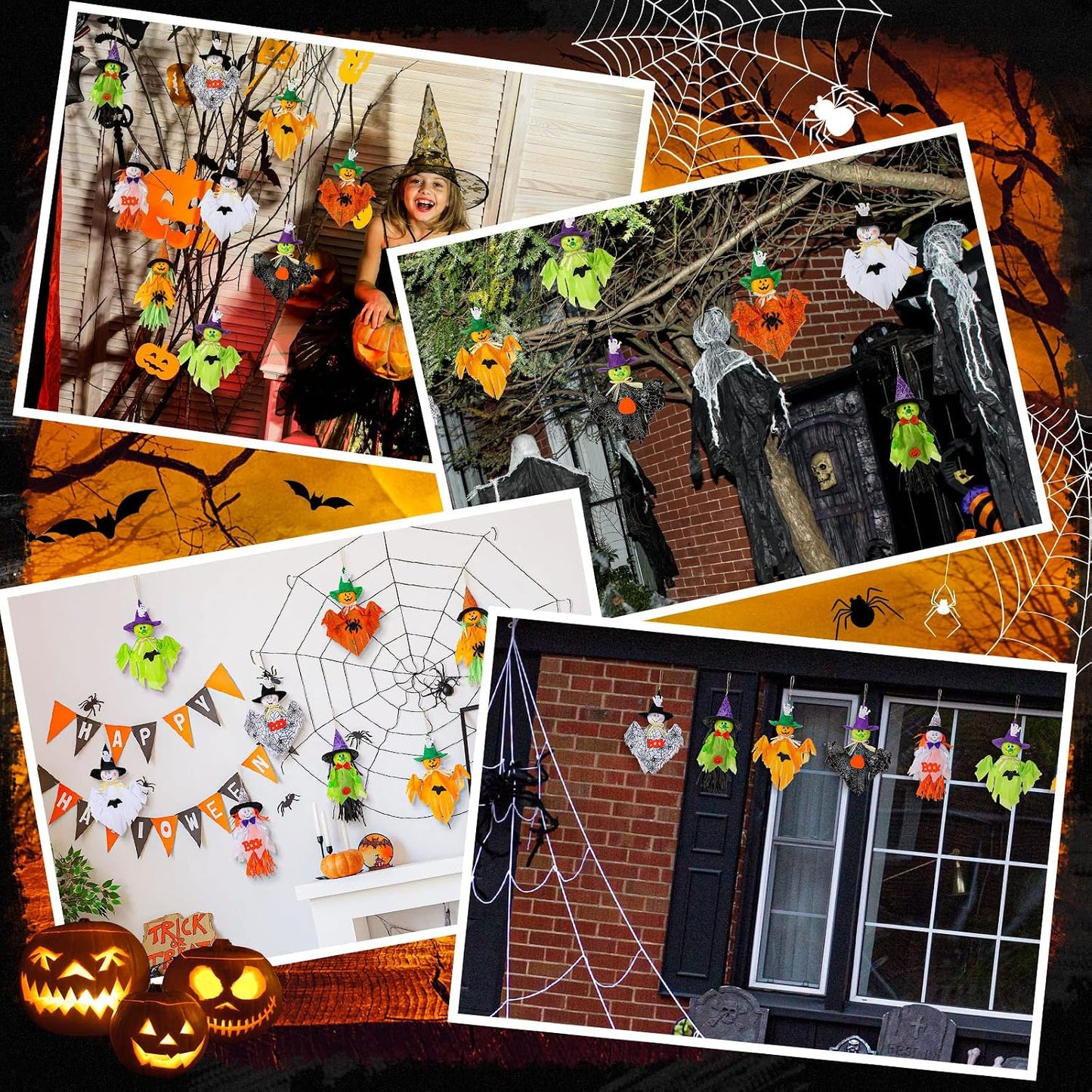 9 Decoraciones Halloween colgantes para patio jardín