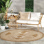 Alfombra redonda tribal 6'7" resistente manchas