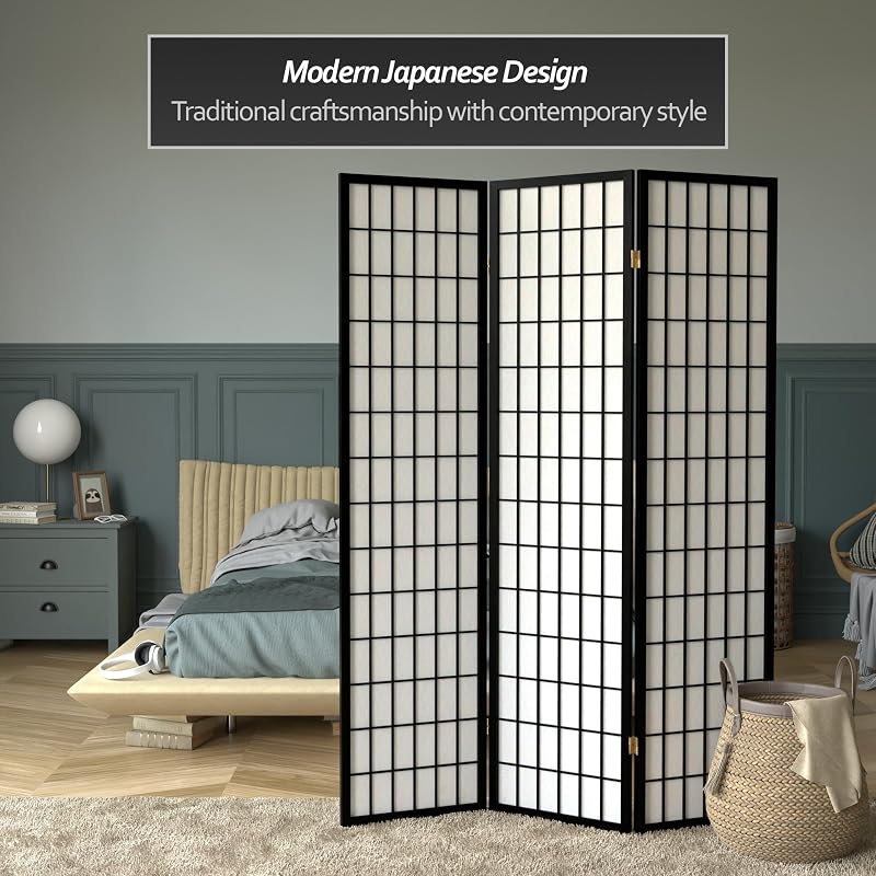 Pantalla Shoji 6ft negro 3 paneles