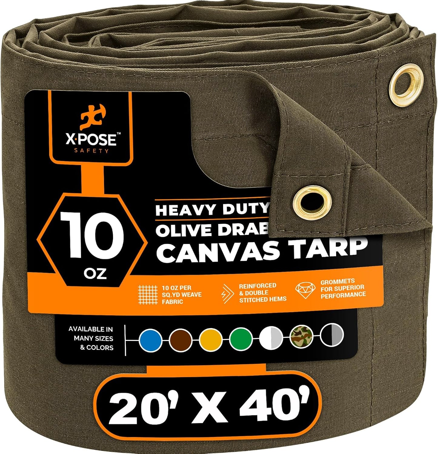 Lona resistente al agua 10oz 20x40pies con ojales latón