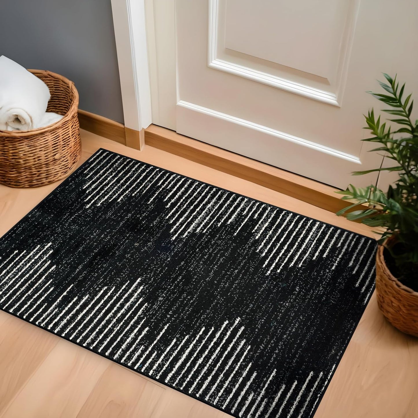 Alfombra bohemia rayas resistente manchas 2x3ft