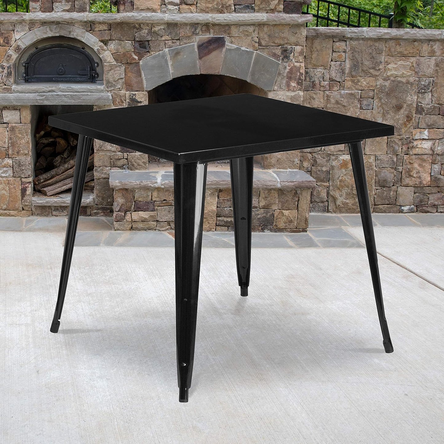 Mesa cuadrada metal negro 31.75pulg interior exterior