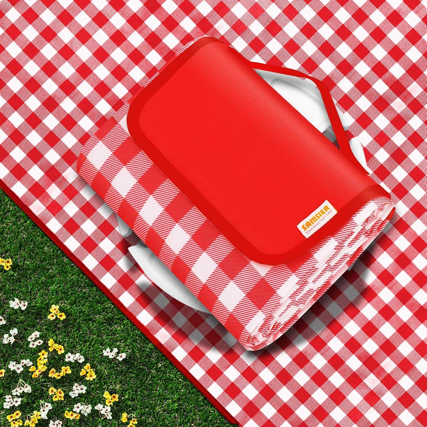 Manta pícnic impermeable plegable 60x80" color rojo