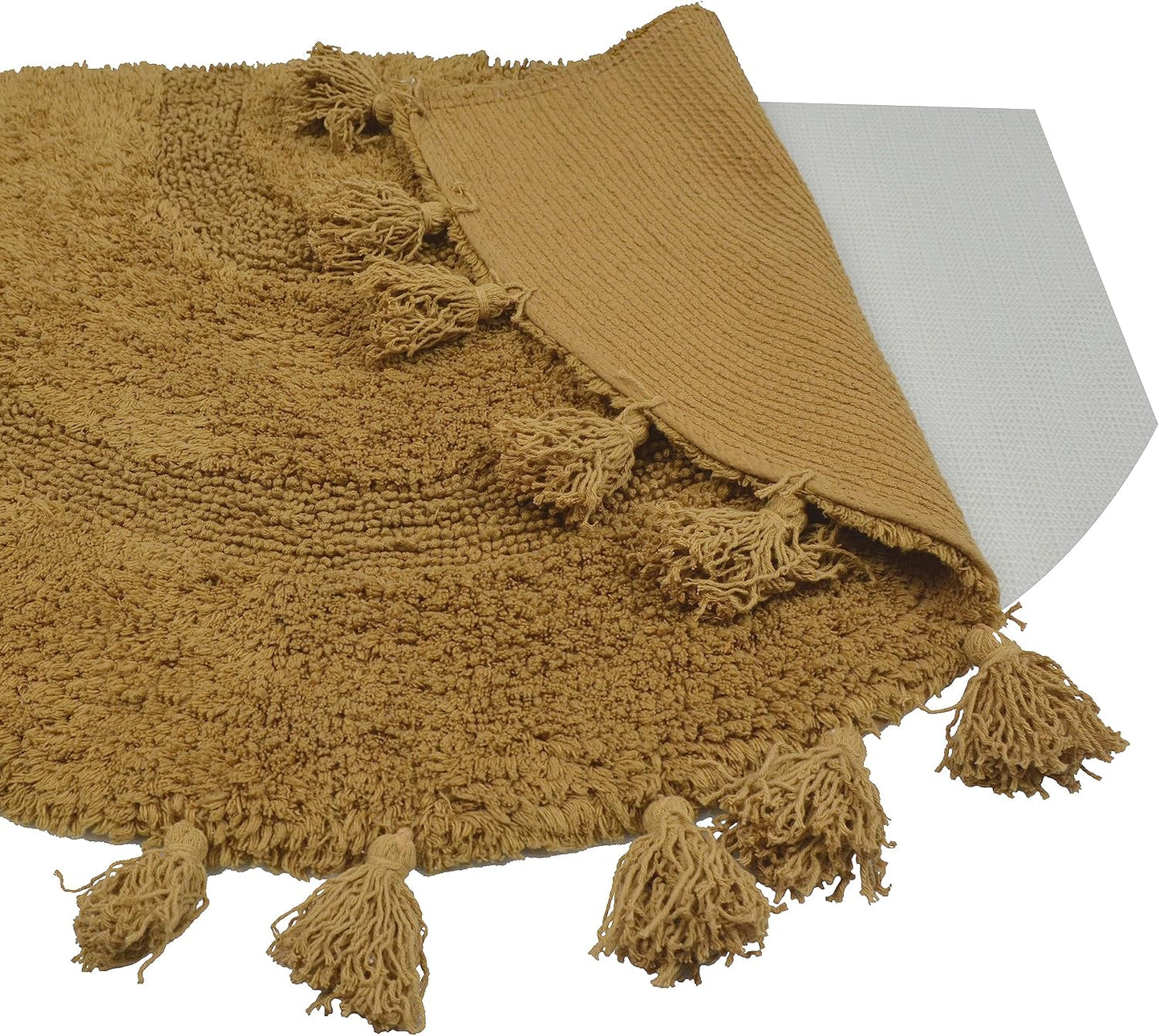Alfombras baño algodón borlas antideslizante 20x32pulg mostaza