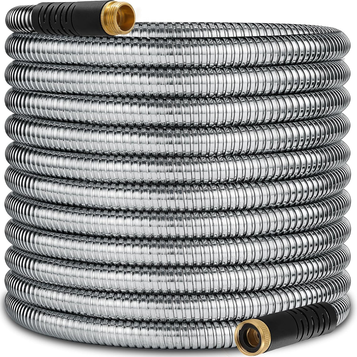 Manguera jardín acero inox 150ft conector latón 3/4pulg