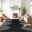 Alfombra bohemia rayas resistente manchas 8x10ft color negro